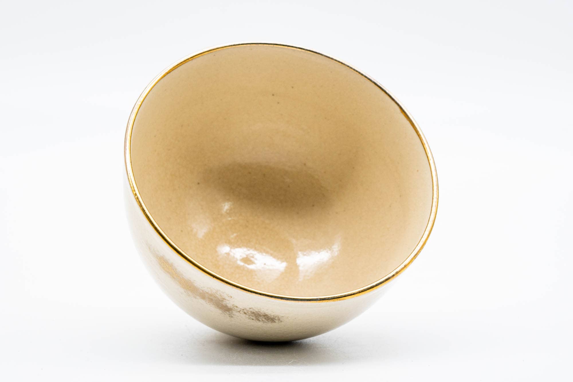 Japanese Matcha Bowl - Gold Geometric Origami Kyo-yaki Chawan - 250ml