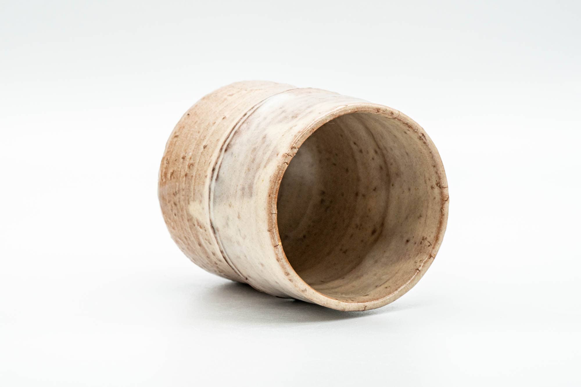 Japanese Teacup - Beige Bamboo-shaped Hagi-yaki Yunomi - 180ml