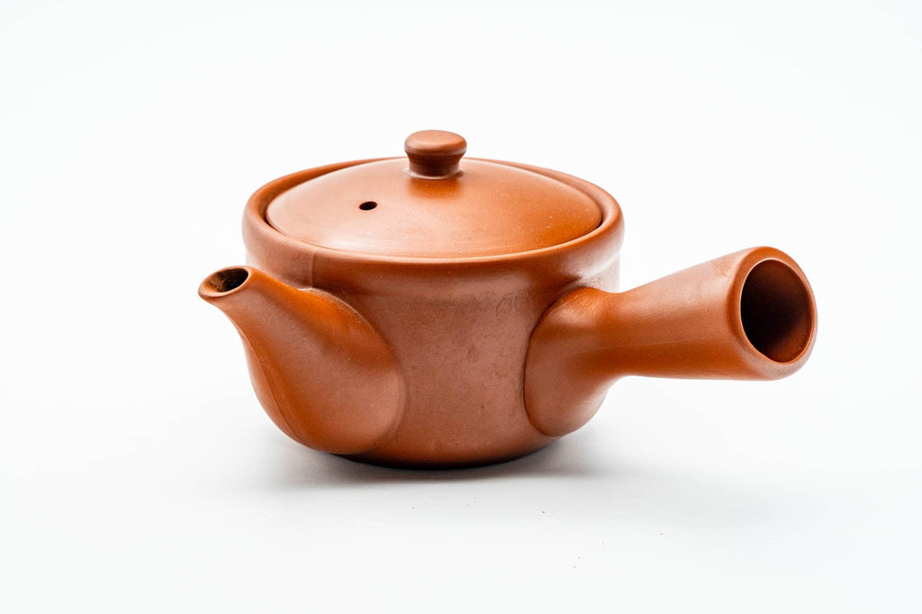 Japanese Kyusu - Mountainous Red Shudei Tokoname-yaki Mesh Teapot - 270ml