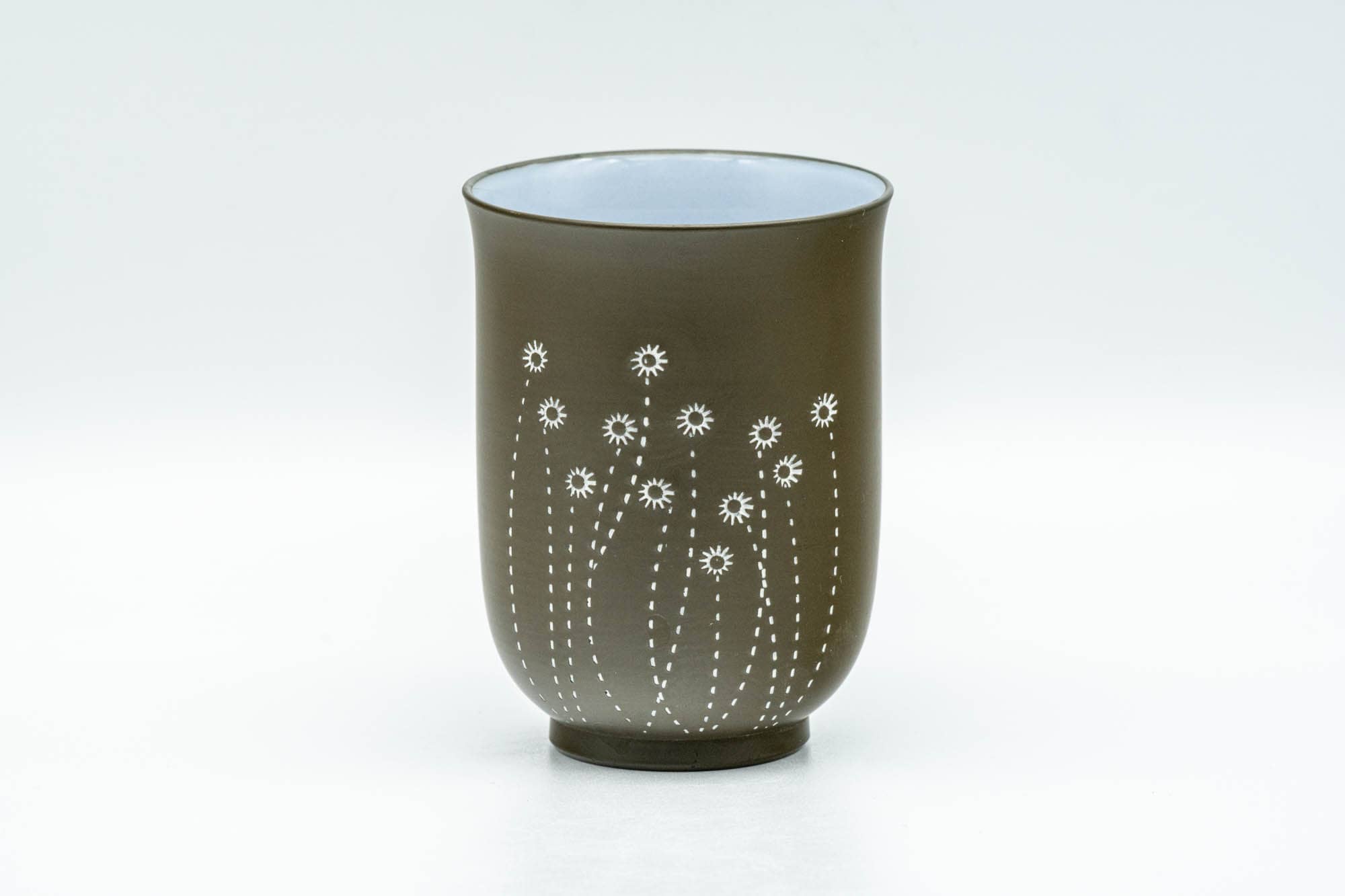 Japanese Teacup - Floral Green Ryokudei White Inner-Glazed Tokoname-yaki Yunomi - 130ml
