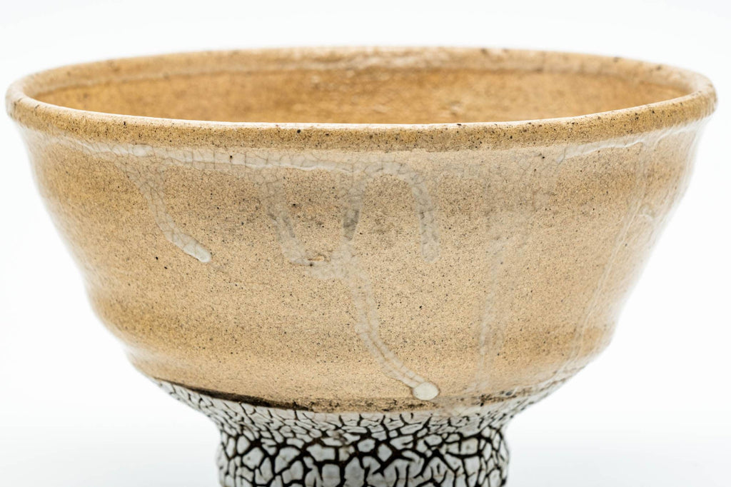 Japanese Matcha Bowl - Beige Crazed Kairagi Glazed O-ido Chawan - 350ml