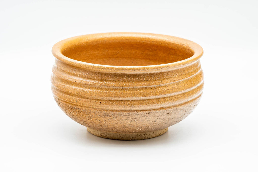 Japanese Kensui - 赤膚山 Akahada-yaki - Beige Spiraling Water Bowl - 550ml