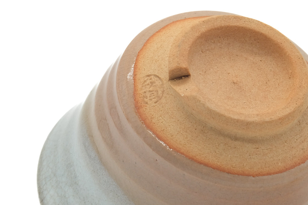 Japanese Teacup - Beige White Glazed Asagao Hagi Yunomi - 110ml