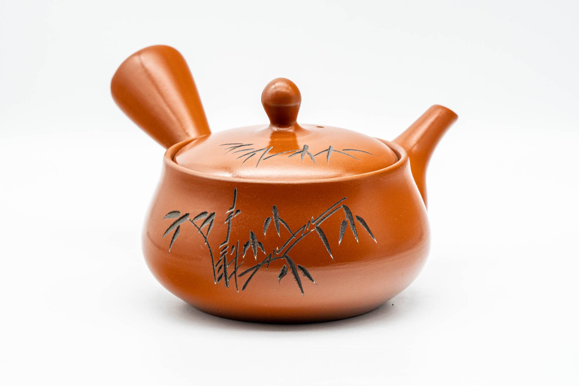 Japanese Kyusu - Bamboo Engraved Tokoname-yaki Mesh Teapot - 350ml