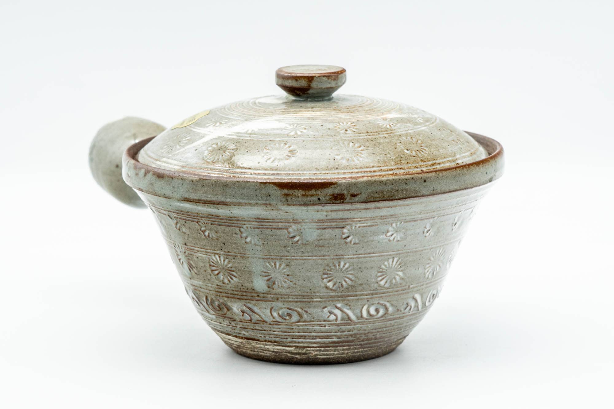 Japanese Kyusu - Chrysanthemum Grey Glazed Kiyomizu-yaki Do-ake Teapot - 200ml