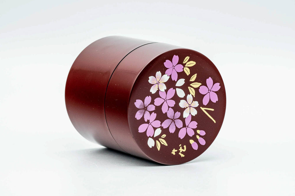 Japanese Chazutsu - Floral Magenta Plastic Tea Canister - 300ml