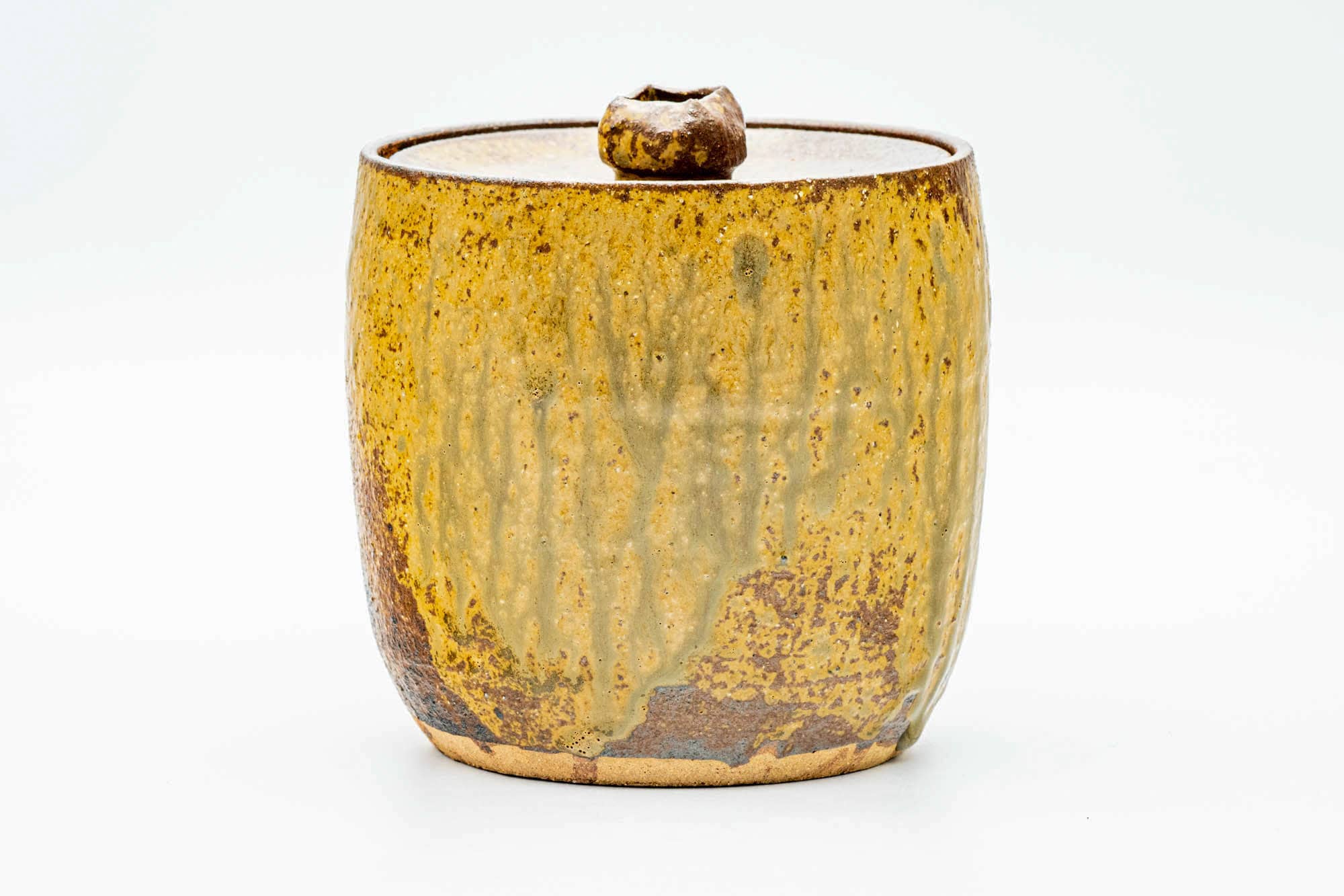 Japanese Mizusashi - Beige Brown Drip-Glazed Water Container - 1000ml