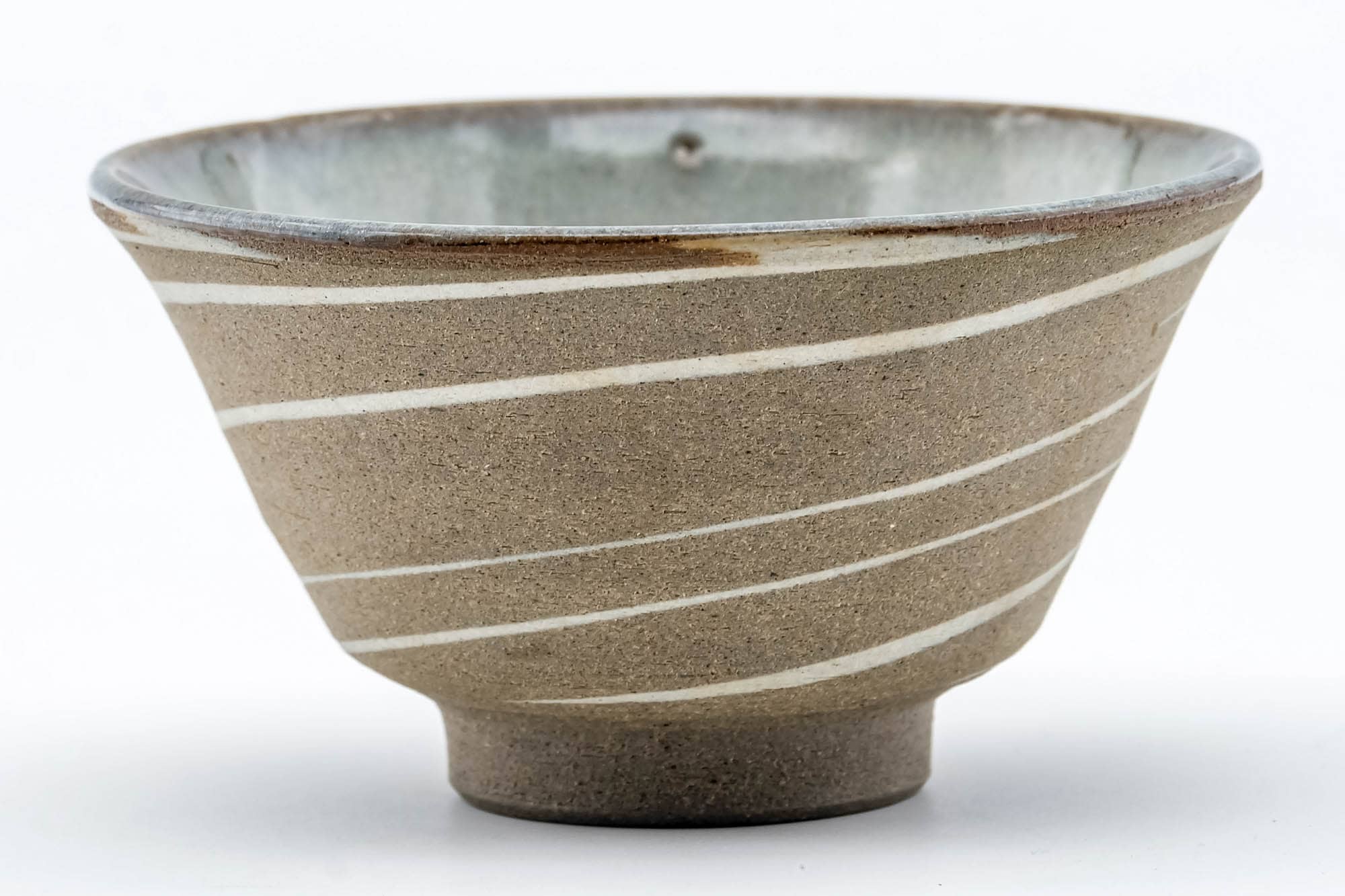 Japanese Teacup - Brown Spiraling Sage Interior Glazed Yunomi - 100ml