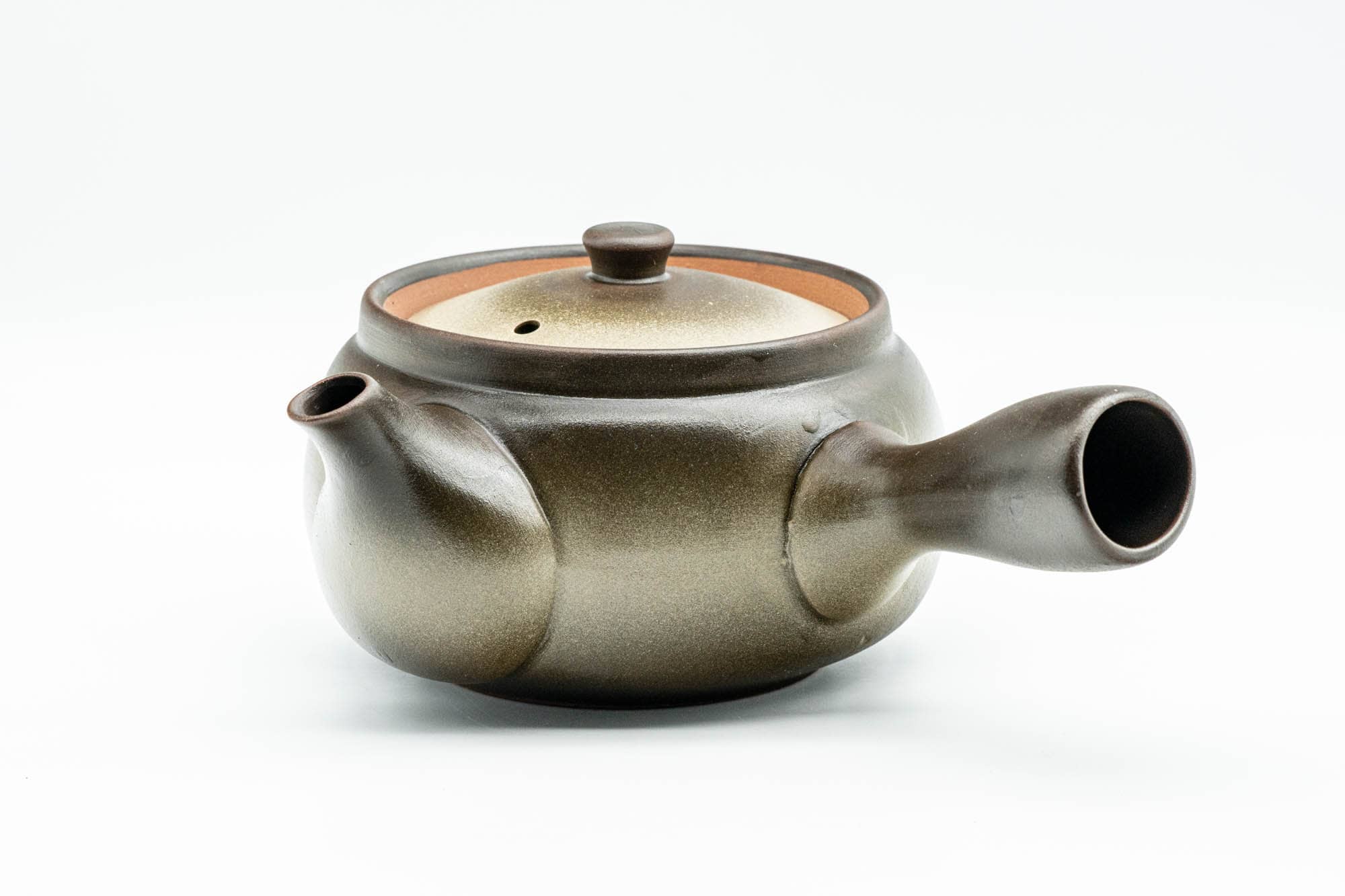 Japanese Kyusu - Beige Black Obi-ami 360 Mesh Filter Teapot - 380ml