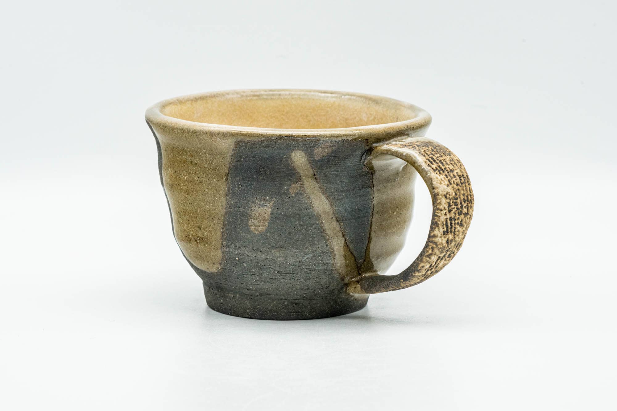 Japanese Teacup - Brown Stoneware Rear-Handled Ushirode Yunomi - 180ml