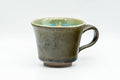 Japanese Teacup - Brown Green Agano-yaki Rear-Handled Ushirode Yunomi - 100ml