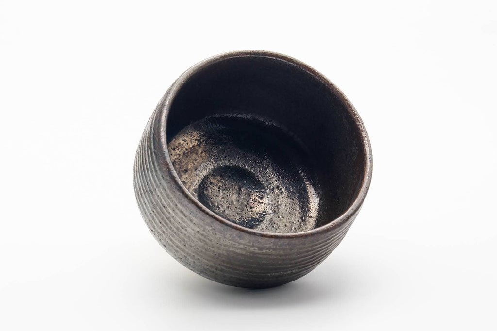 Japanese Matcha Bowl - Earthy Milky Glazed Spiraling Chawan - 300ml