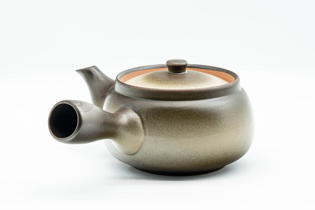 Japanese Kyusu - Beige Black Obi-ami 360 Mesh Filter Teapot - 380ml