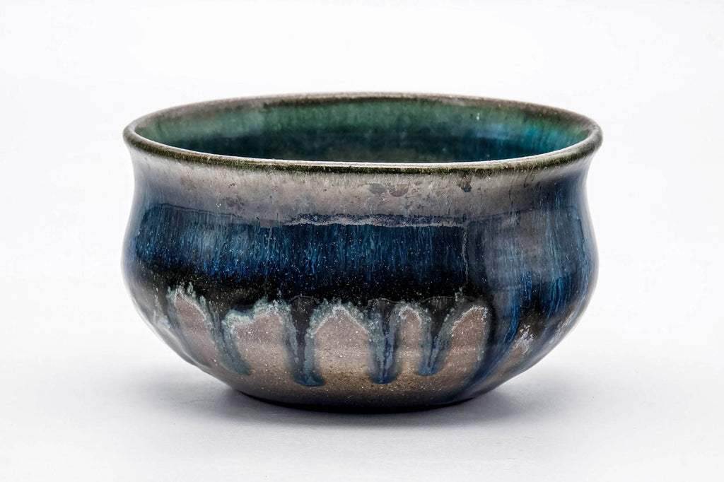 Japanese Kensui - Blue Drip-Glazed Tea Ceremony Water Bowl - 500ml