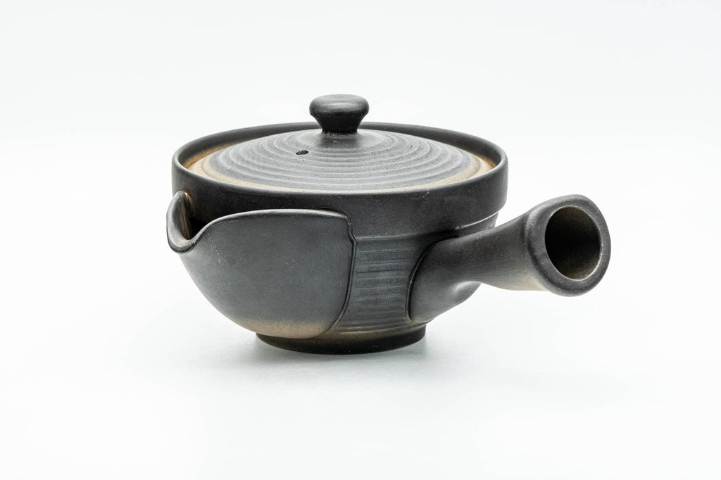 Japanese Kyusu - Black Matte Glazed Sasame Ceramic Filter Teapot - 400ml