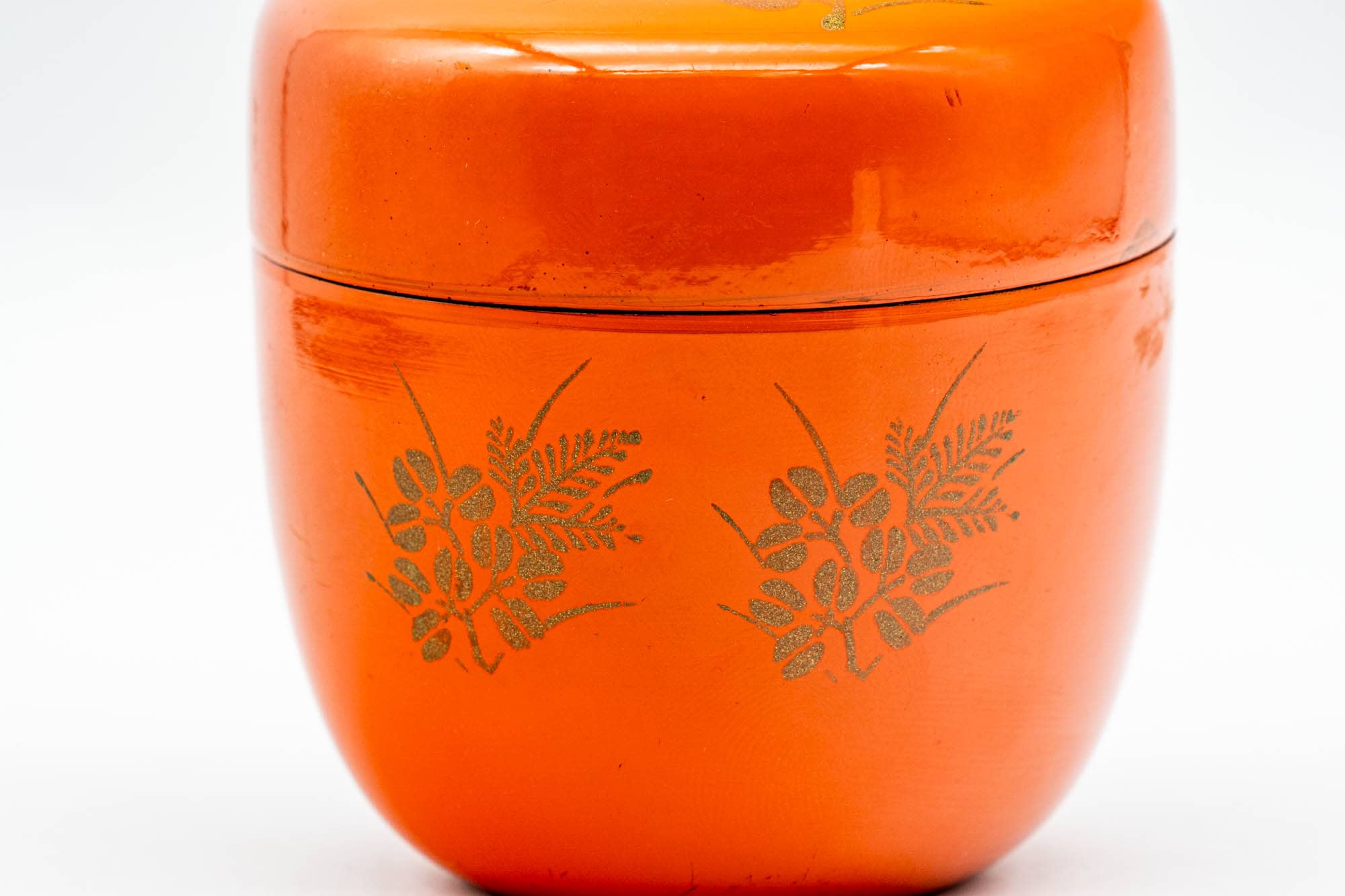 Japanese Natsume - Orange Black Lacquer Floral Matcha Tea Canister - 100ml