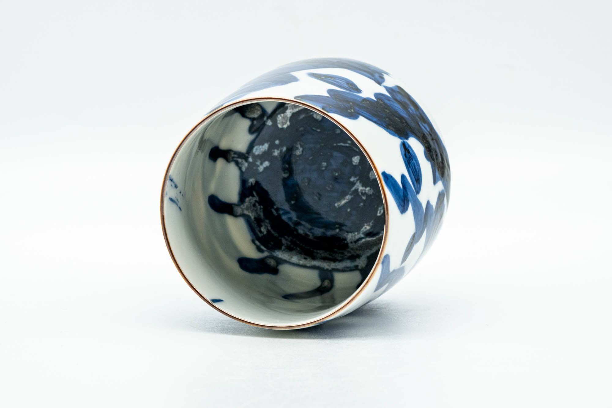 Japanese Teacup - Large Blue Geometric Patterned Arita-yaki Yunomi - 180ml