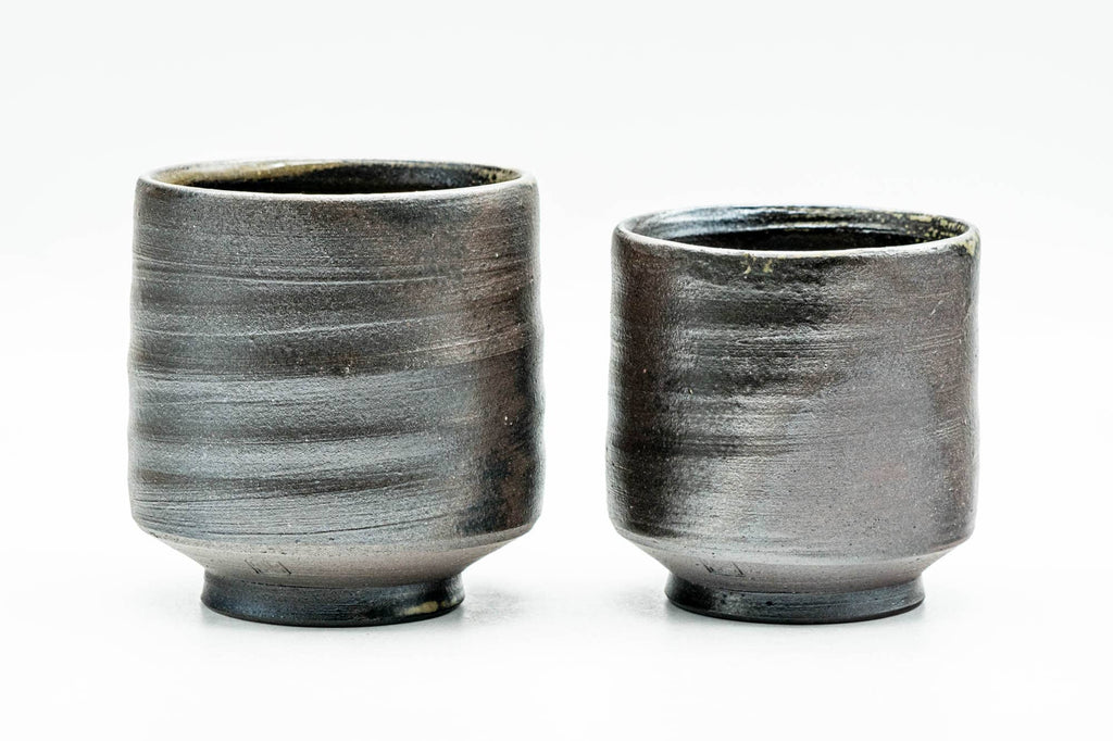 Japanese Teacups - Pair of Floral White Glazed Meoto Yunomi