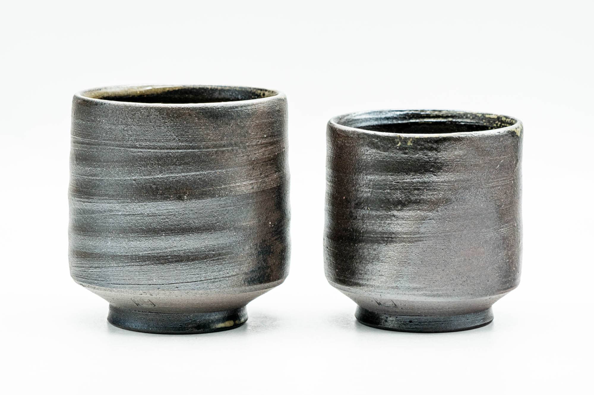 Japanese Teacups - Pair of Floral White Glazed Meoto Yunomi