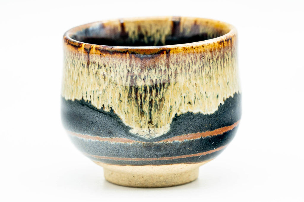 Japanese Teacup - Brown Beige Drip-Glazed Guinomi - 40ml