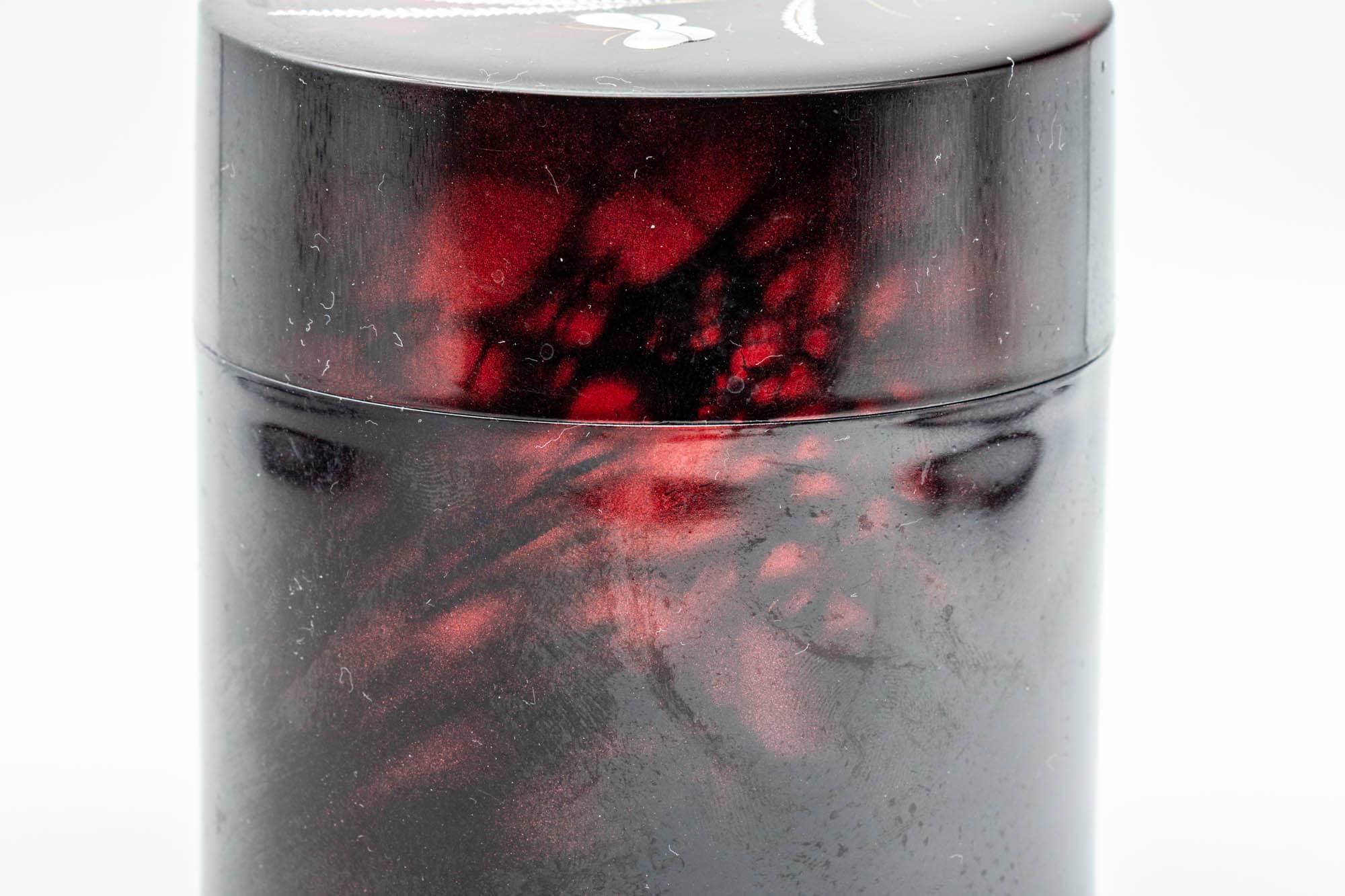 Japanese Chazutsu - Sparkling Butterflies Red Plastic Tea Canister - 300ml