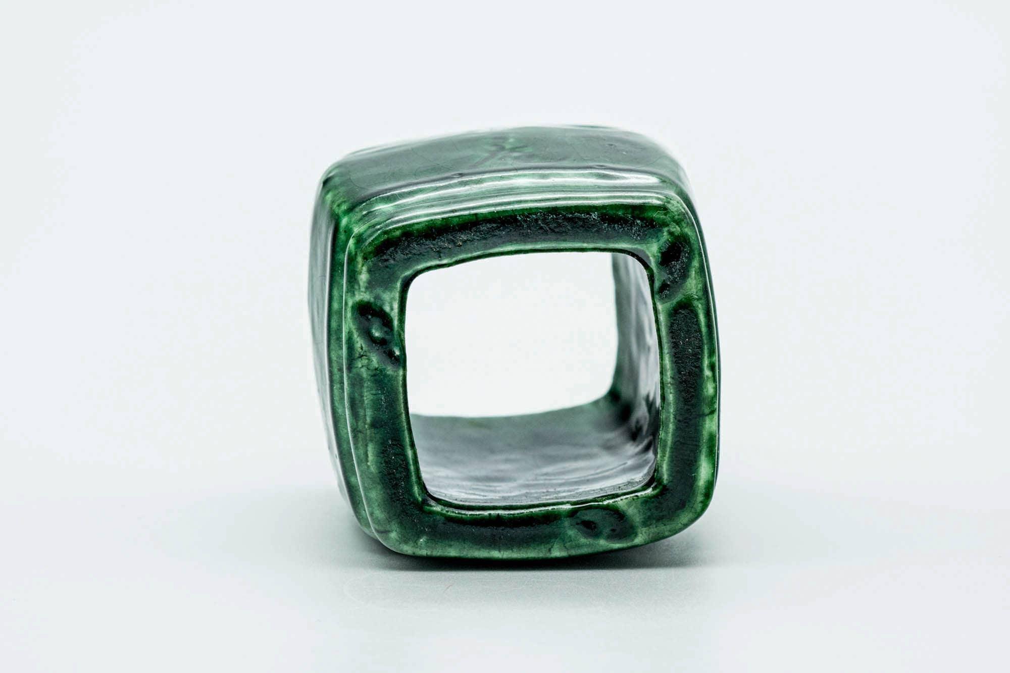 Japanese Futaoki - Green Glazed Wabi-Sabi Lid Rest