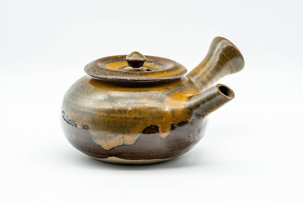 Japanese Kyusu - Golden Brown Drip-Glazed Do-ake Teapot - 350ml