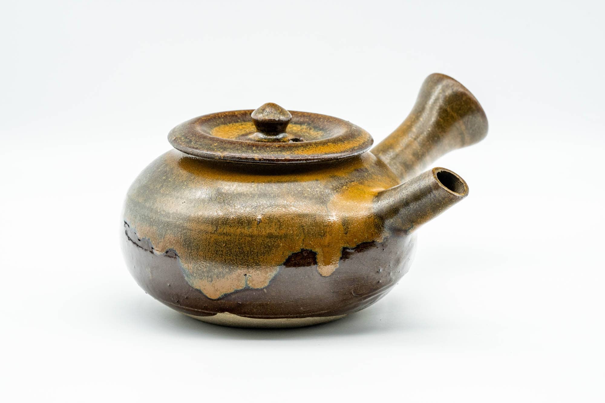 Japanese Kyusu - Golden Brown Drip-Glazed Do-ake Teapot - 350ml