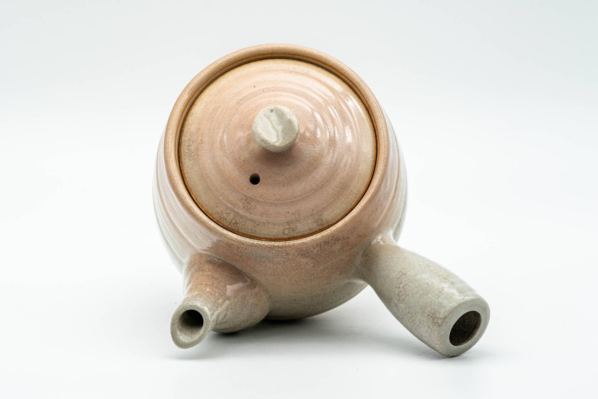 Japanese Kyusu - Beige Pink Spiraling Hagi-yaki Do-ake Teapot - 340ml