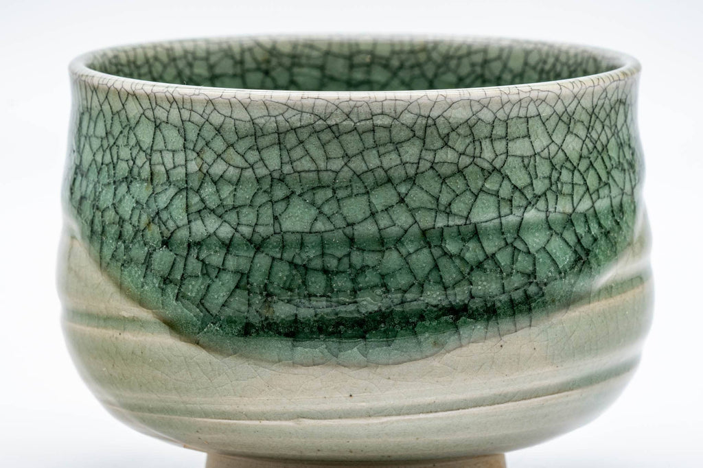 Japanese Matcha Bowl - 志隆窯 Shiryū Kiln - Crazed Celadon Glazed Obori Soma-yaki Chawan - 500ml