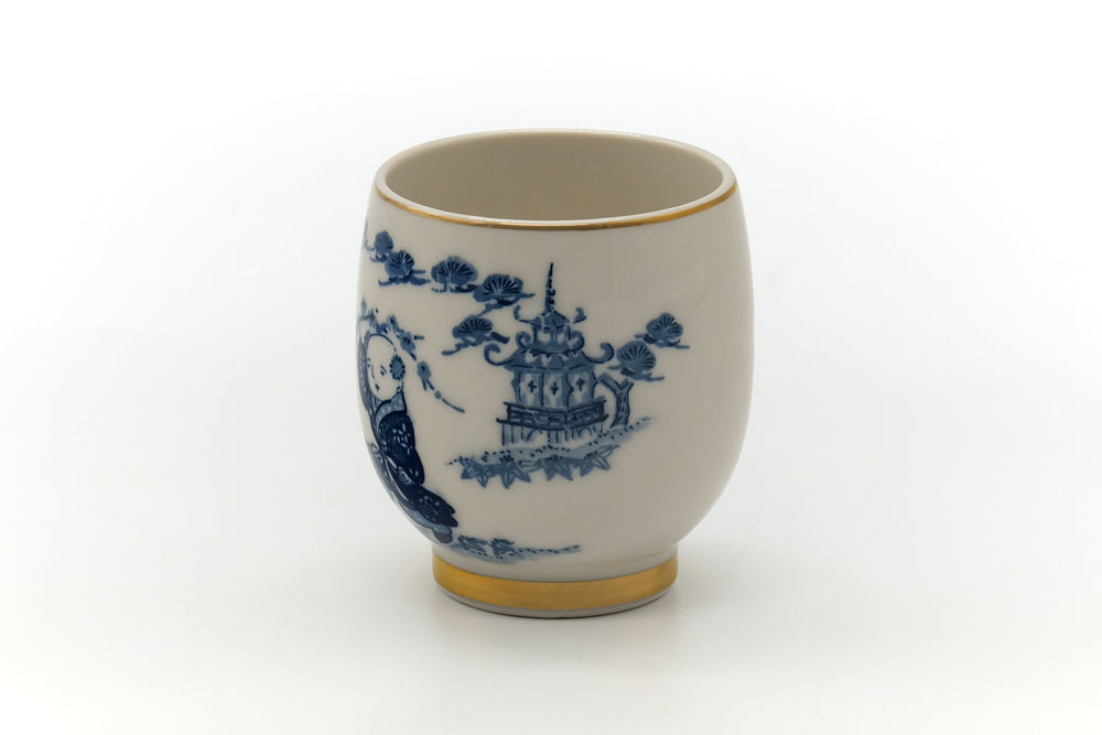 Japanese Teacup - Blue Motif Porcelain Yunomi - 155ml
