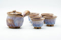 Japanese Tea Set - Purple Glazed Hagi-yaki Kyusu Teapot with 5 Yunomi Teacups