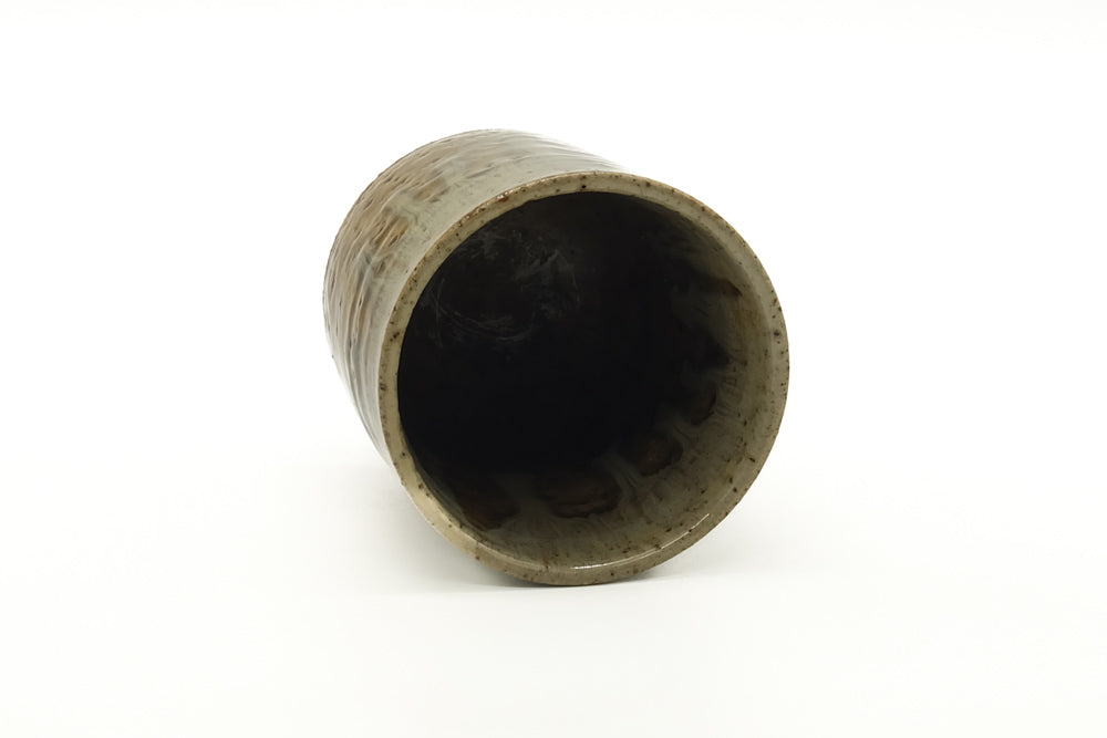 Japanese Teacup - Earthy Yellow Drip-Glazed Yunomi - 150ml