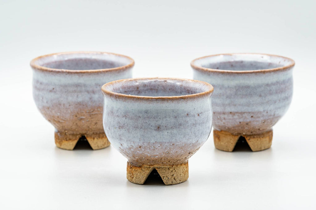 Japanese Teacups - Set of 3 Milky White Glazed Hagi-yaki Yunomi - 125ml