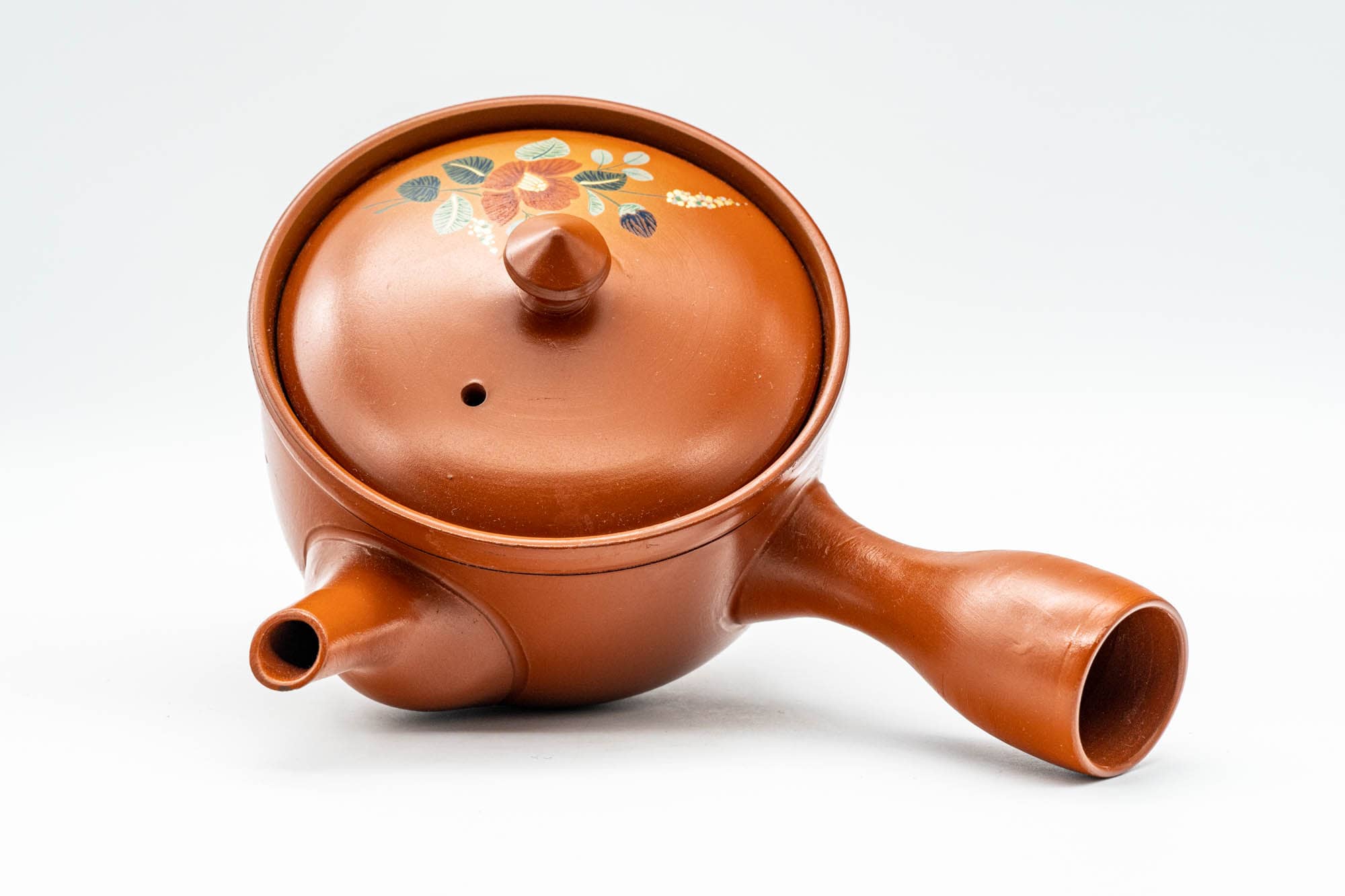 Japanese Kyusu - Floral Tokoname-yaki Mesh Teapot - 230ml