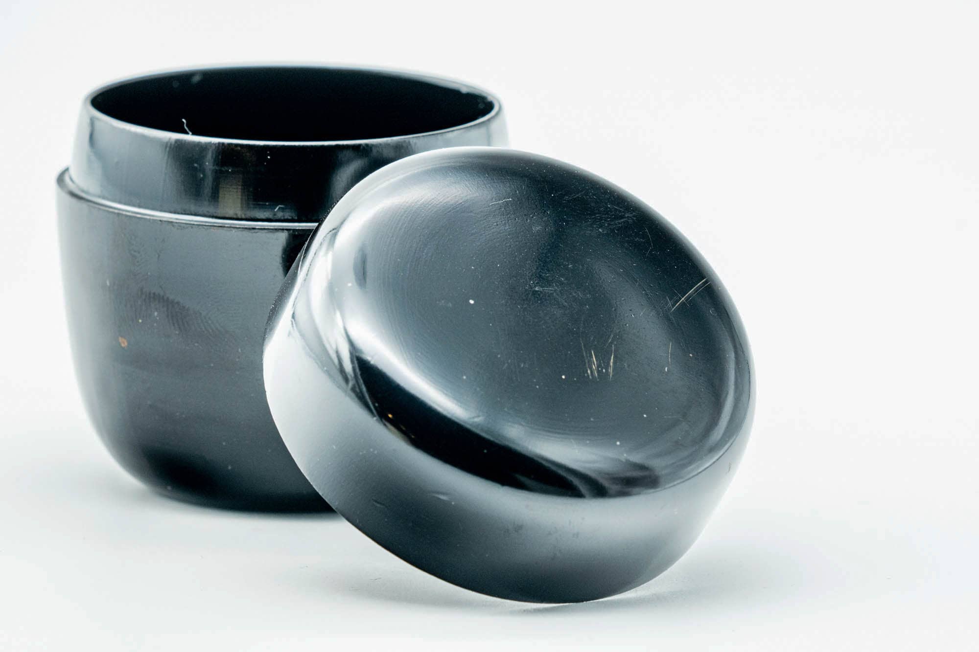 Japanese Ko-natsume - Black Urushi Lacquered 2-sun-sized Matcha Tea Caddy - 55ml
