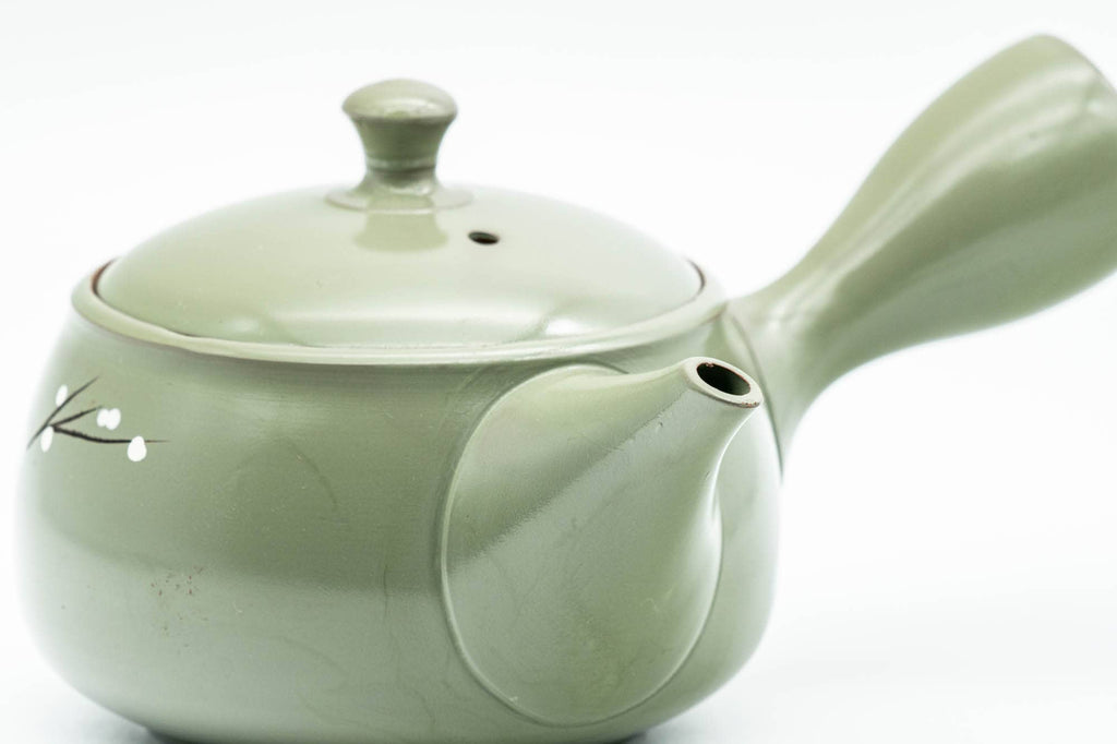 Japanese Kyusu - Plum Blossoms Green Ryokudei Tokoname-yaki Teapot - 250ml