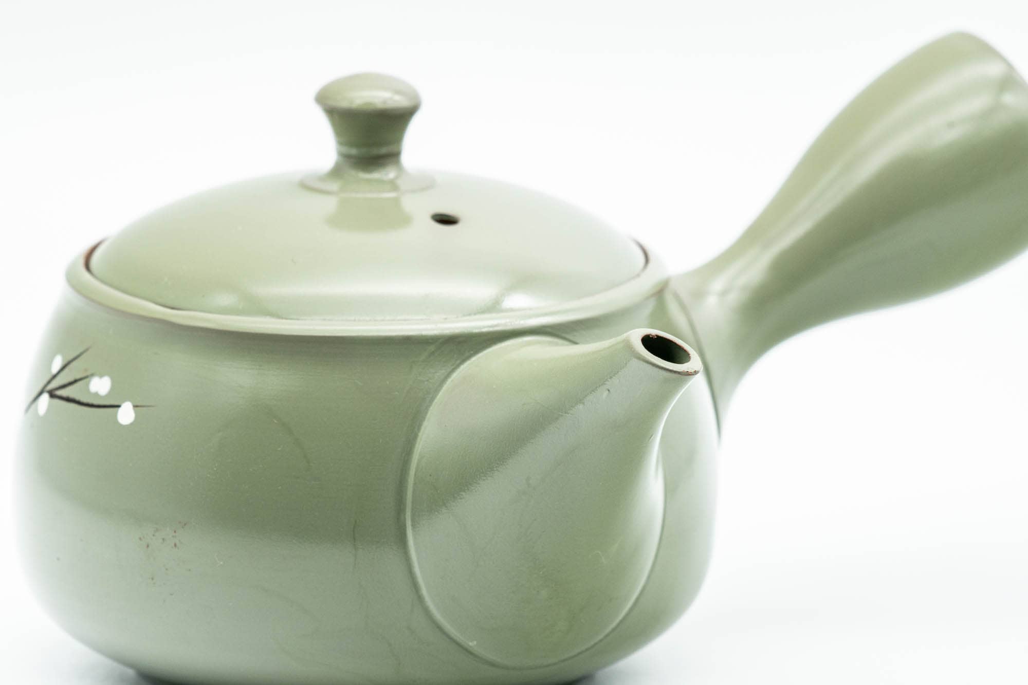 Japanese Kyusu - Plum Blossoms Green Ryokudei Tokoname-yaki Teapot - 250ml