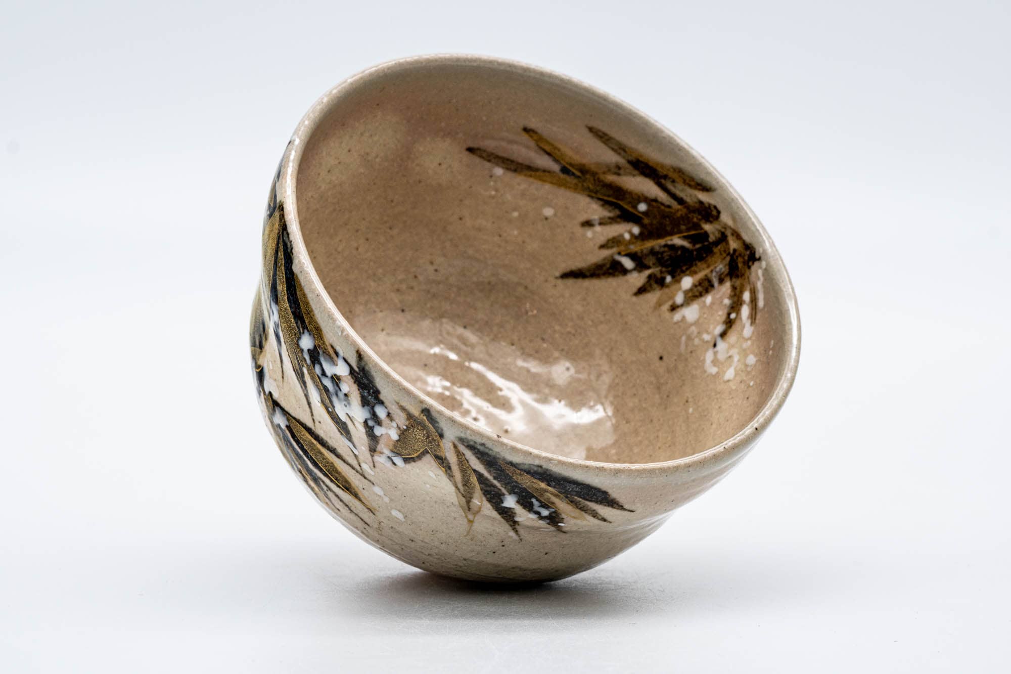 Japanese Matcha Bowl - 中村与平 Yohei Nakamura - Gold Bamboo Yukitake Kyo-yaki Chawan - 250ml