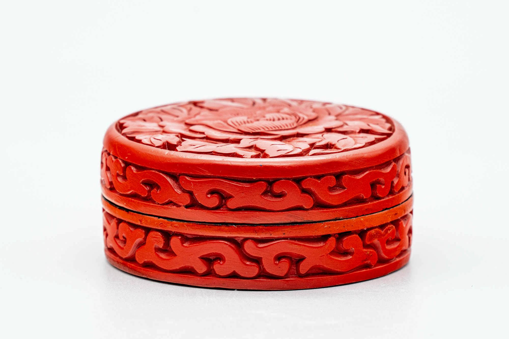 Japanese Kogo - Camellia Red Lacquered Wood Incense Container