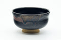Japanese Matcha Bowl - Black Bronze Drip-Glazed Hatazori-gata Chawan - 300ml