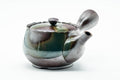 Japanese Kyusu - Green Ash Glazed Banko-yaki Mesh Teapot - 375ml