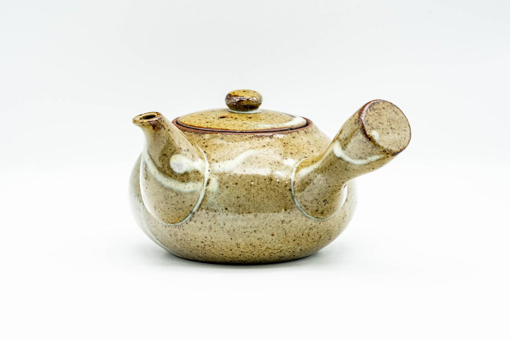 Japanese Kyusu - Bamboo Green Speckled Glazed Ceramic Filter Teapot - 300ml