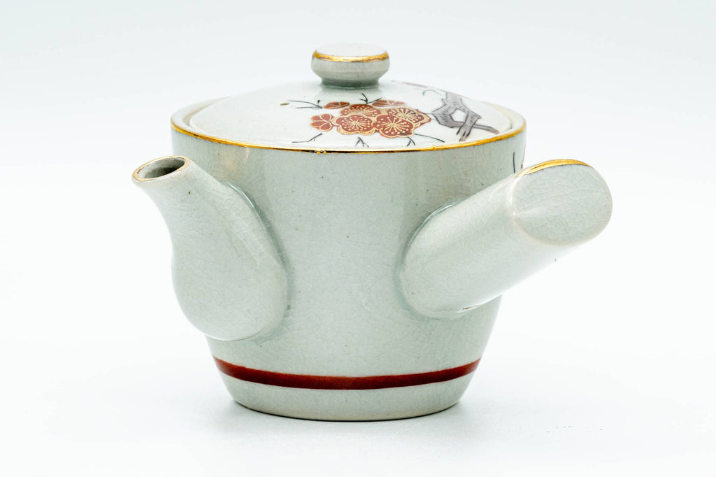 Japanese Tea Set - Floral Kutani-yaki Kyusu Teapot with 5 Yunomi Teacups