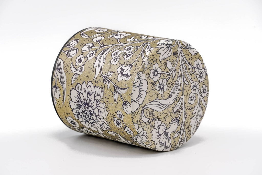 Gold White Floral Florentine Paper Tea Canister - 100g