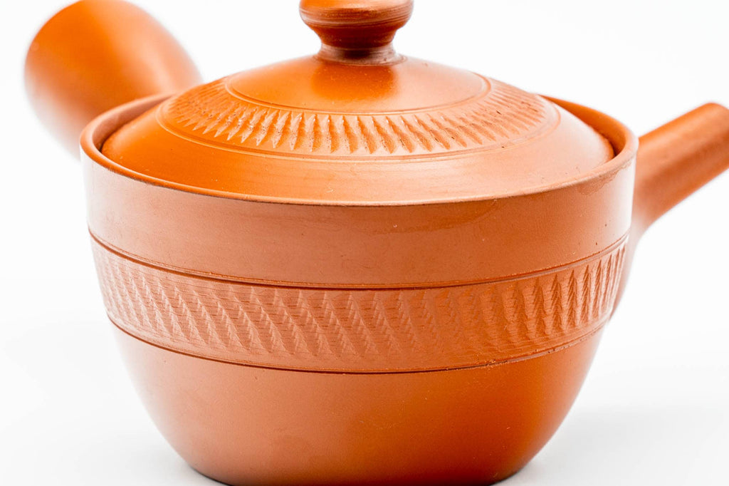 Japanese Kyusu - Engraved Tochiri Tokoname-yaki Mesh Teapot - 175ml