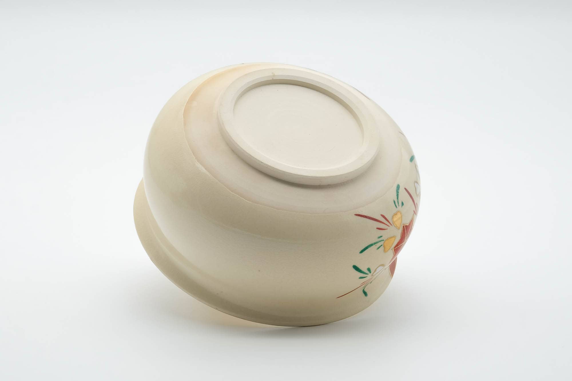 Japanese Kensui - Autumn Leaves Beige Glazed Kyo-yaki Water Bowl - 450ml