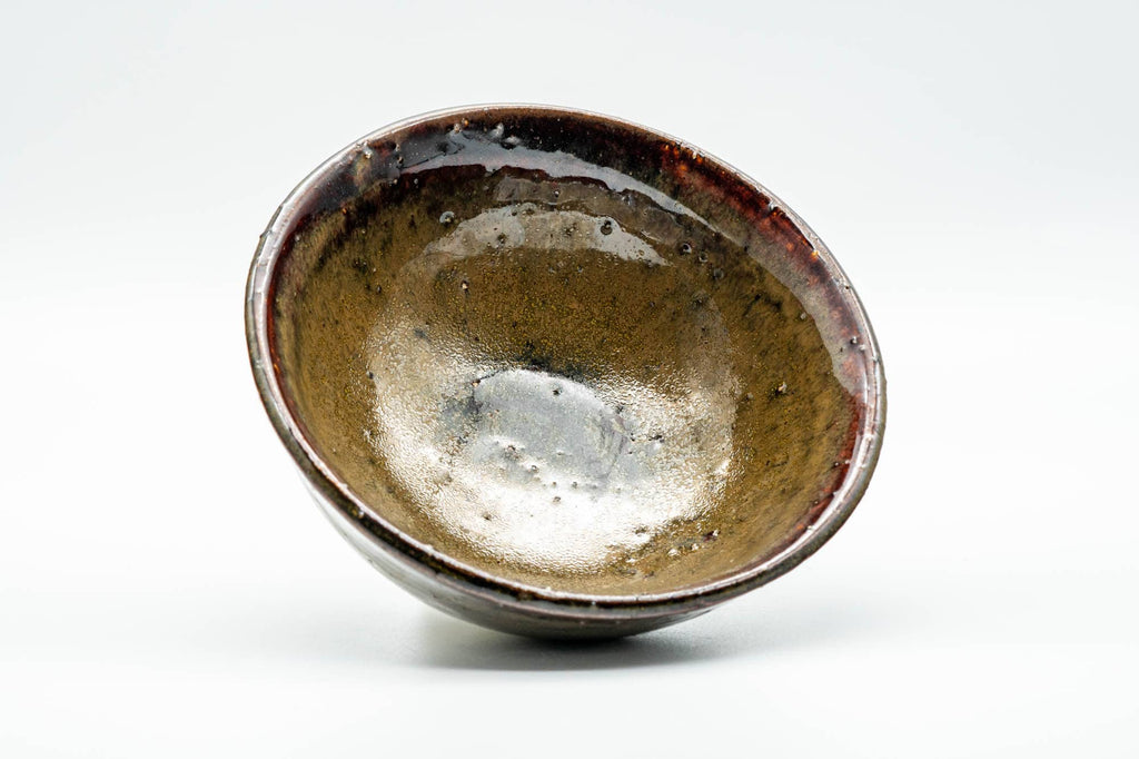 Japanese Matcha Bowl - Small Brown Glazed Textured Chawan - 150ml