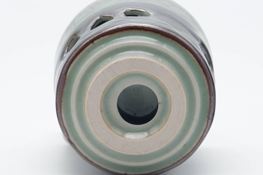 Japanese Teacup - Crazed Green Celadon Glazed Sakura Obori Soma-yaki Yunomi - 100ml