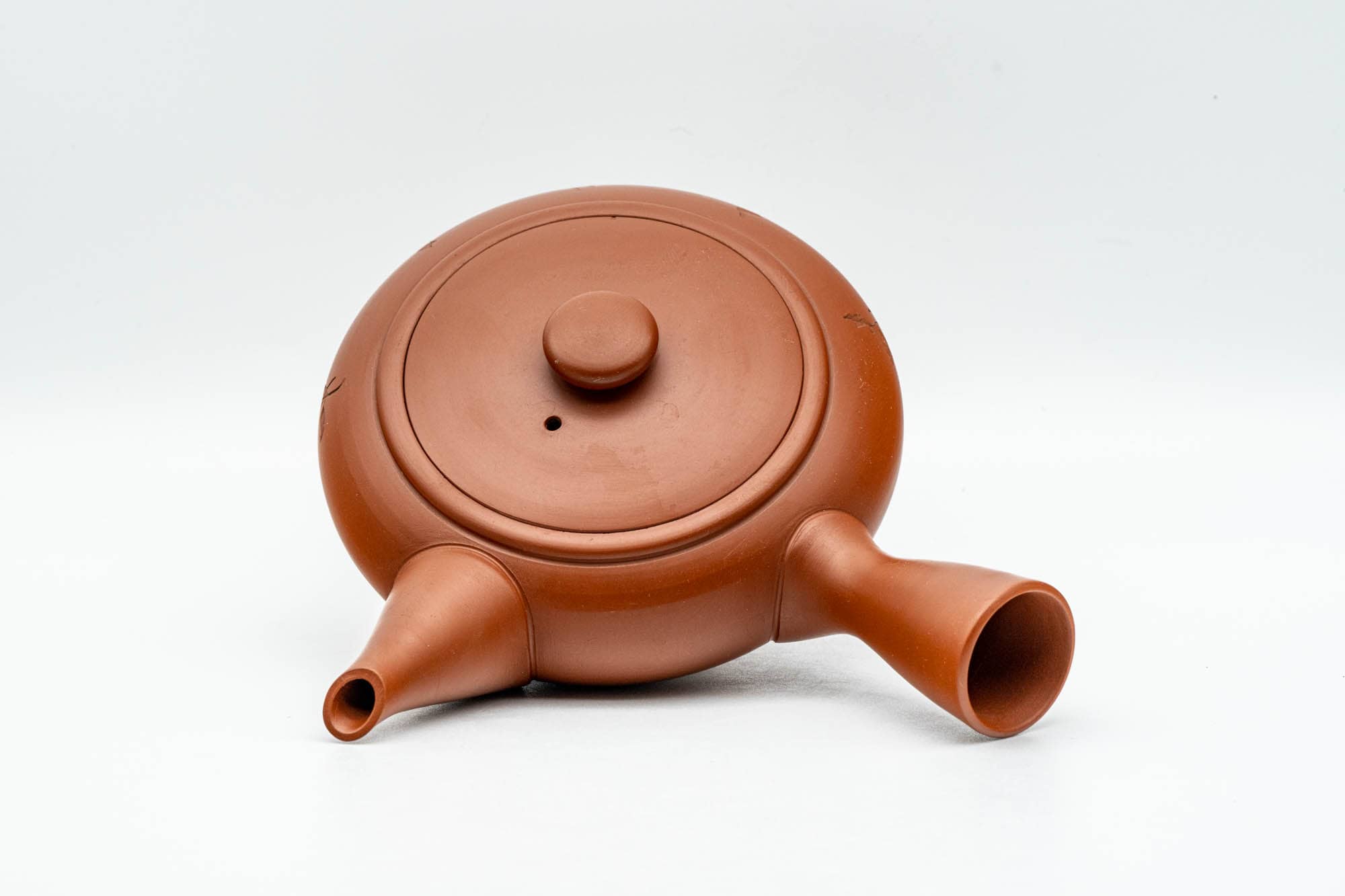 Japanese Kyusu - Calligraphy Engraved Red Shudei Tokoname-yaki Debeso Teapot - 140ml